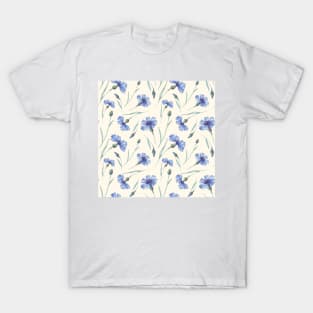 Botanical Floral Seamless pattern- delicate cornflowers T-Shirt